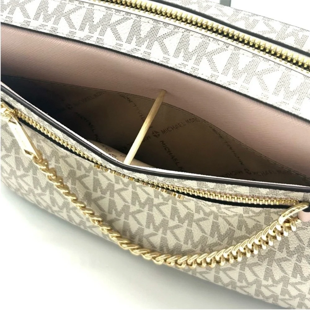 Michael Kors Jet Set LG Signature Logo Crossbody Bag & Matching Trifold Wallet - Picture 8 of 14